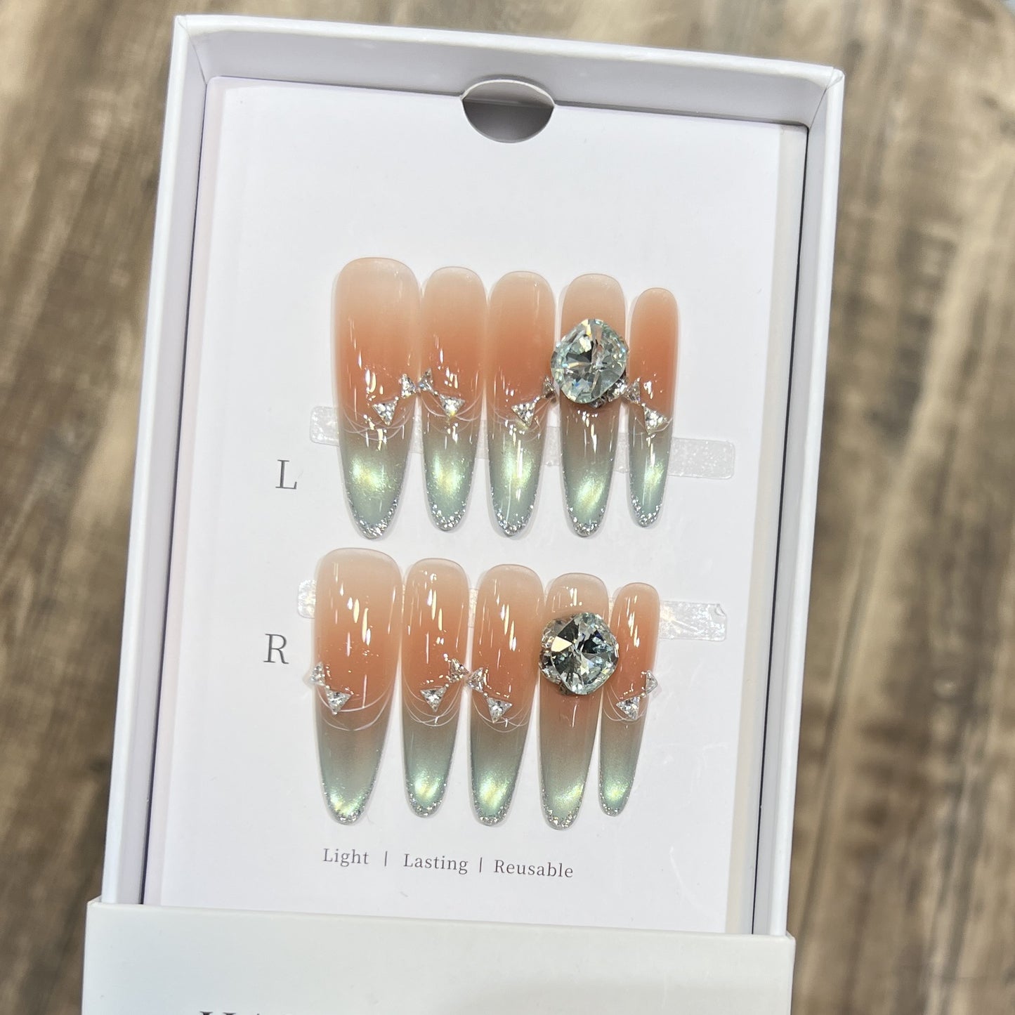 Elegant Stiletto Press-On Nail Art Set with Jewel Accents Acalora