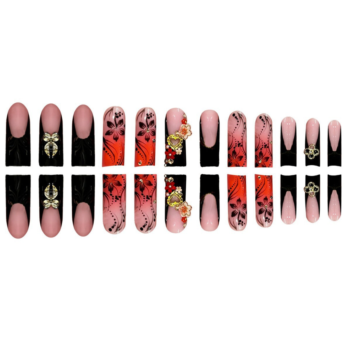 Decorative Floral Design Press-On Nails Acalora
