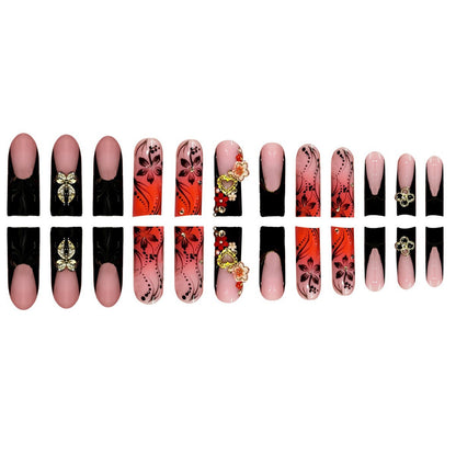 Decorative Floral Design Press-On Nails Acalora