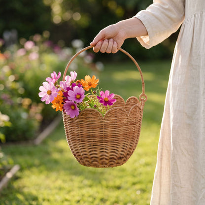 Scalloped Edge Woven Storage Basket Acalora