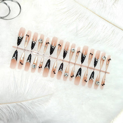 Artificial nails with glamorous rhinestone details Acalora