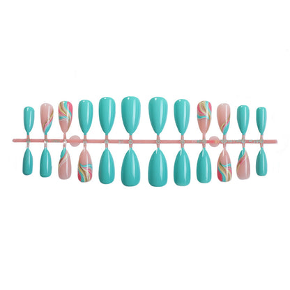 Artistic Press-On Nails Set with Unique Swirl Patterns Acalora