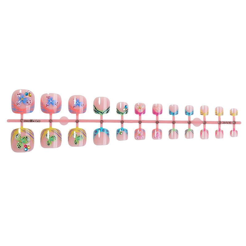 Decorative Press-On Nail Set with Elegant Butterfly Designs Acalora