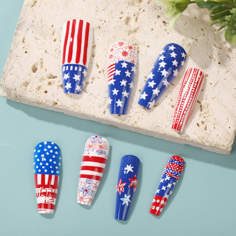 Creative Nail Art Artificial Nails in Patriotic Design Acalora