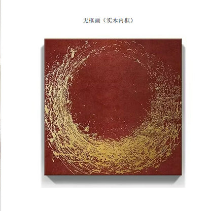 Abstract Circular Gold Leaf Canvas Art