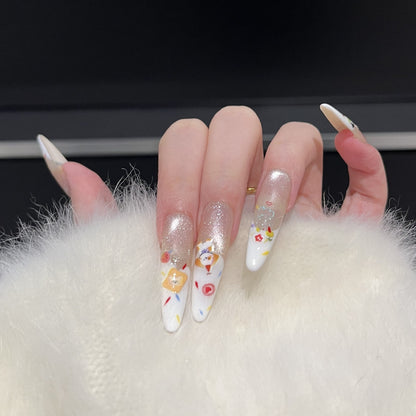 Decorative Press-On Nail Art Set with Glitter Accents Acalora
