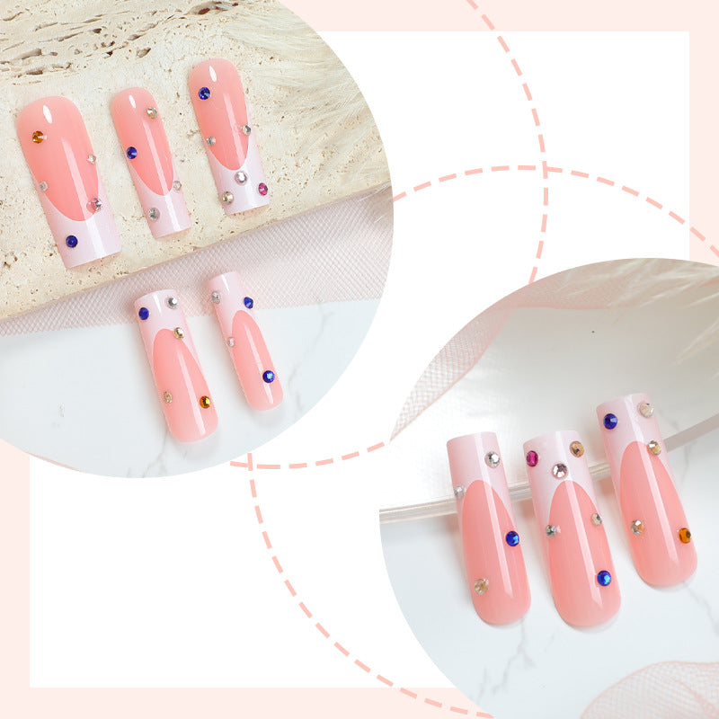 Elegant Decorative Press-On Nail Set with Gem Accents Acalora
