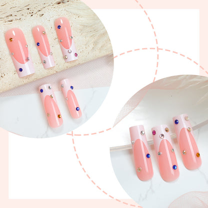 Elegant Decorative Press-On Nail Set with Gem Accents Acalora