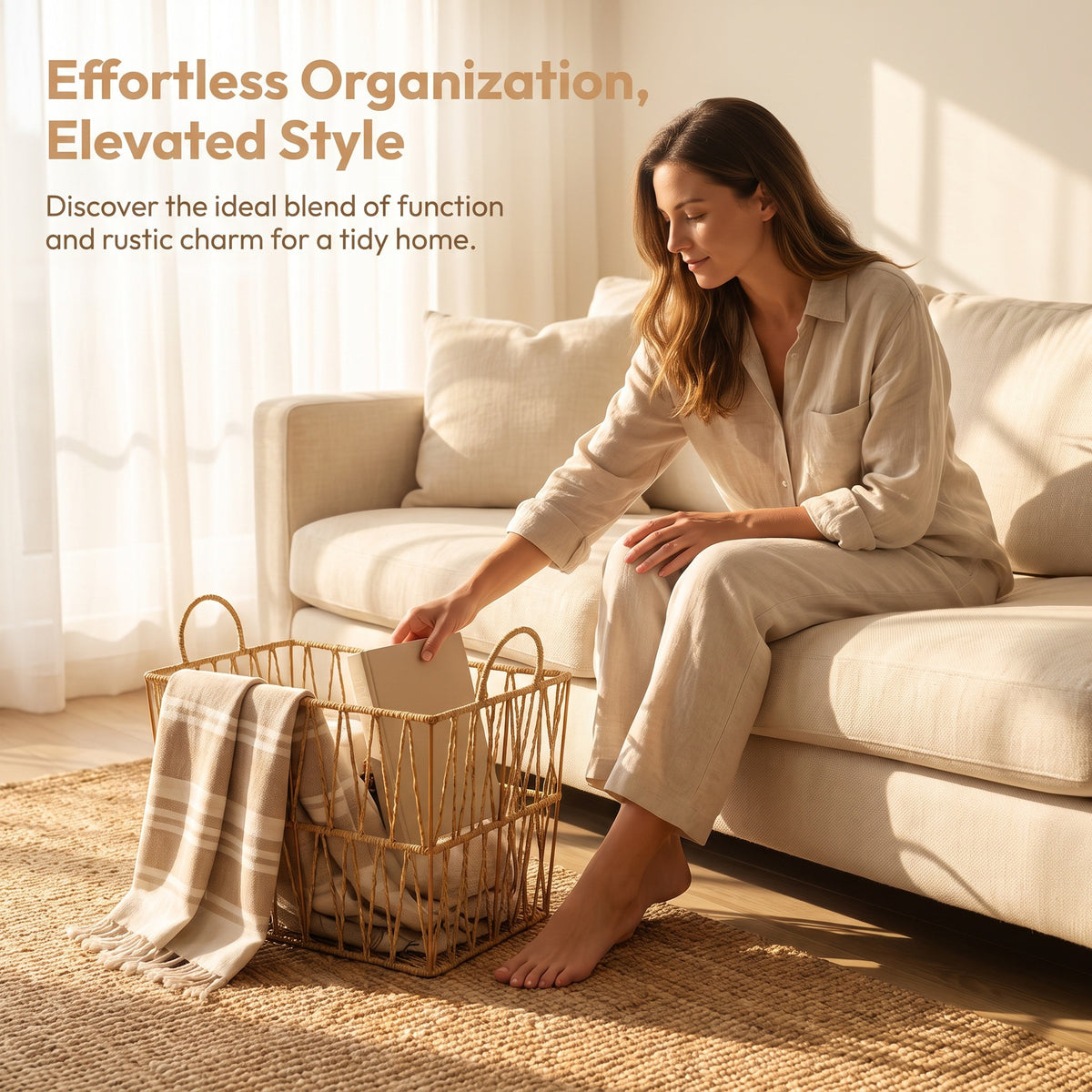 Handcrafted Rope Woven Storage Basket Acalora