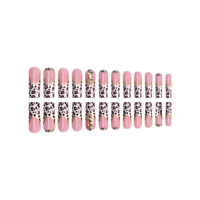 Decorative Stiletto Press-On Nails with Gold Accents Acalora