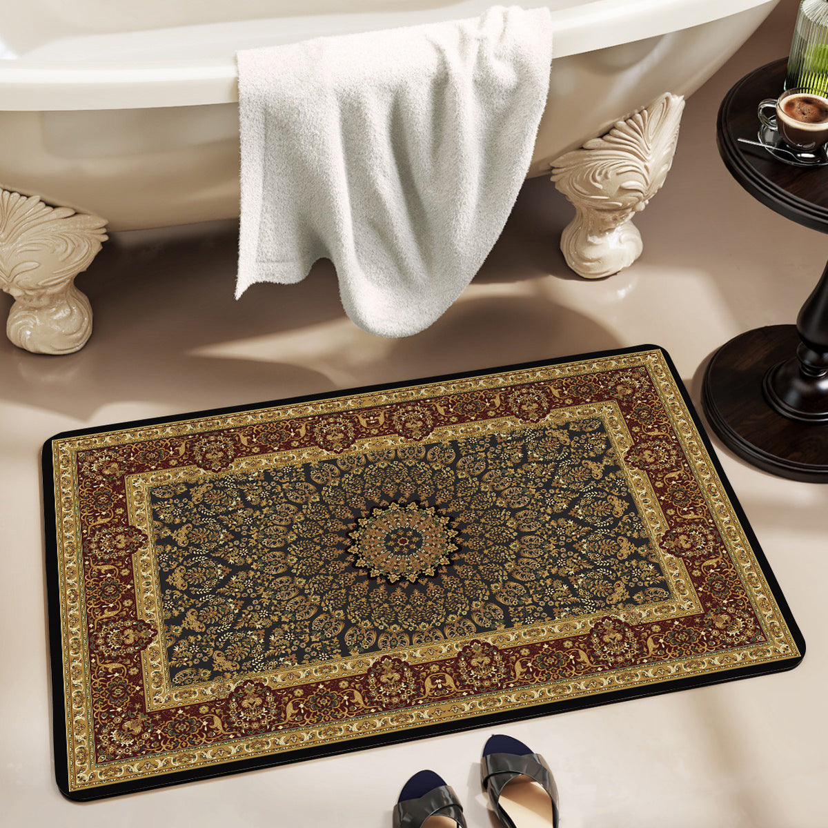 Vintage Floral Design Bath Mat Acalora