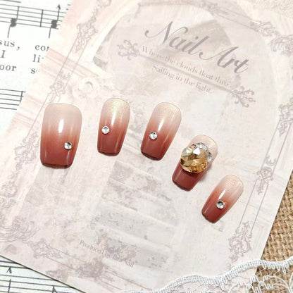Artificial nail set with glittering rhinestone applications Acalora