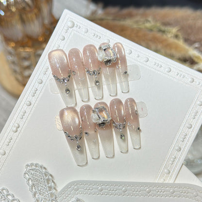 Elegant Rhinestone-Embellished Press-On Nail Set Acalora