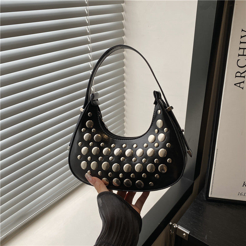 Studded Leather Hobo Bag Acalora