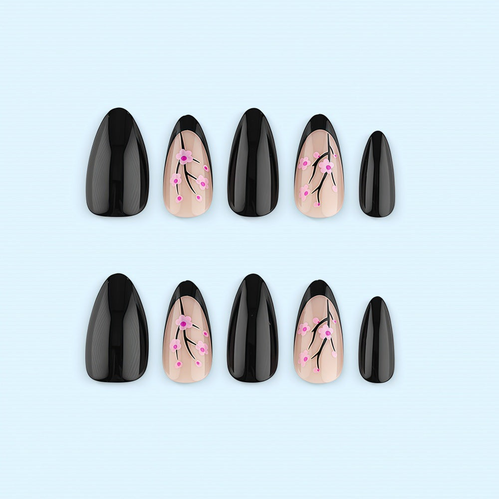 Trendy Artificial Nails with Floral Accents Acalora