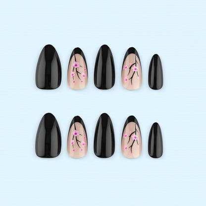 Trendy Artificial Nails with Floral Accents Acalora