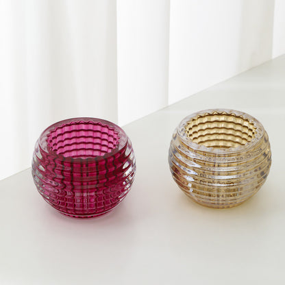 Round Ribbed Glass Votive Candle Holder for Tealights Acalora