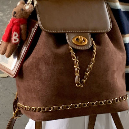 Stylish Suede Drawstring Backpack Acalora