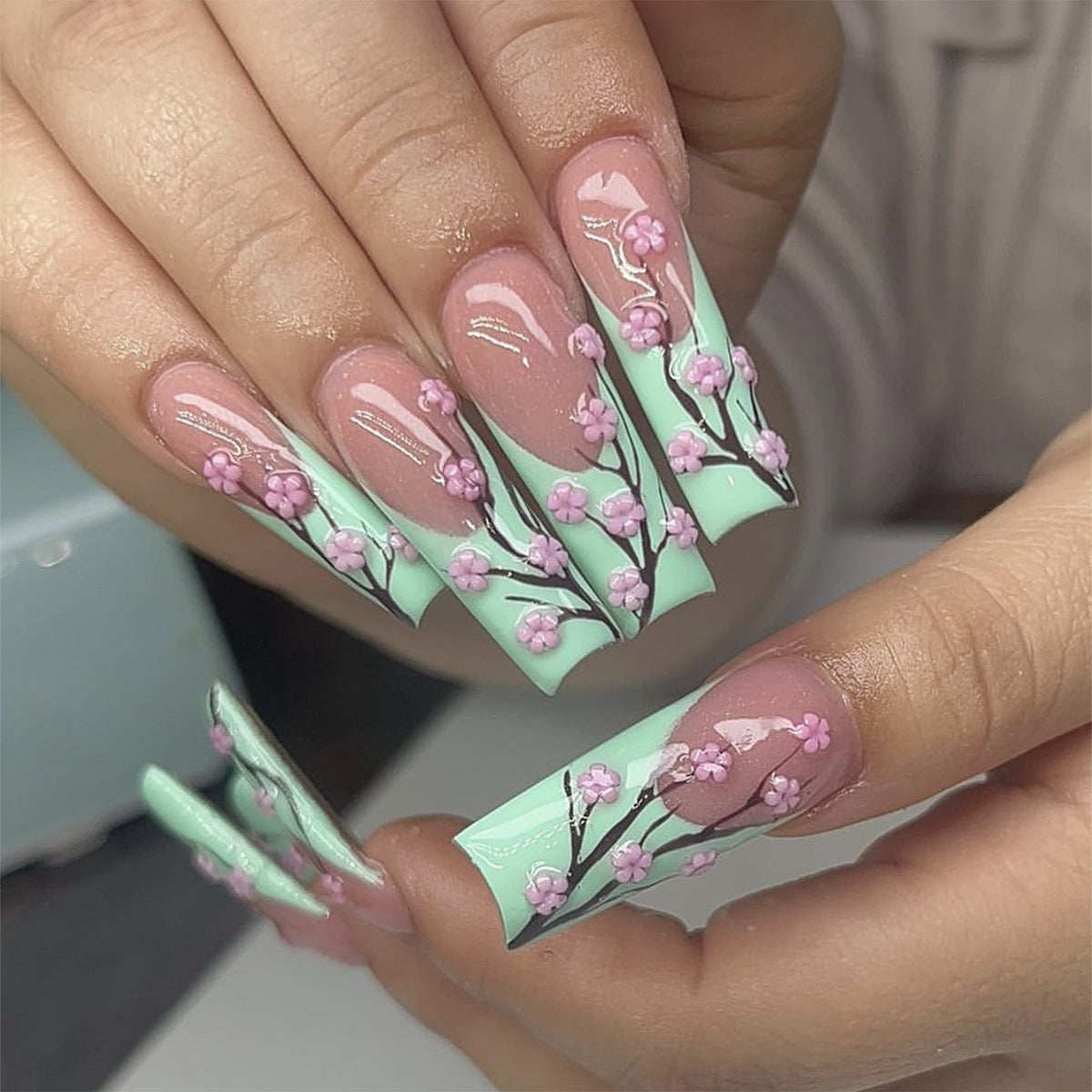 Floral Design Press-On Nails Set Acalora