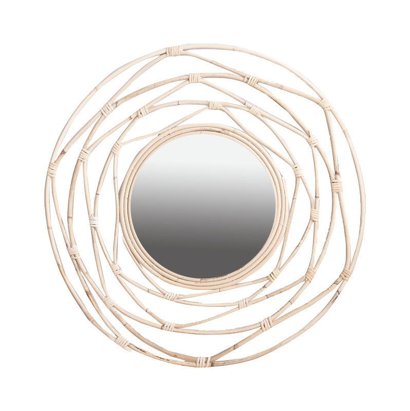 More Elegant Round Wall Mirror Made of Natural Rattan Acalora