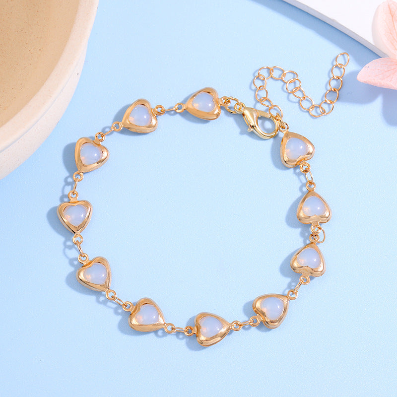 Heart-Shaped Link Anklet Acalora