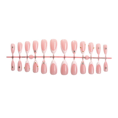 Decorative Press-On Nail Set with Elegant Star and Gem Accents Acalora
