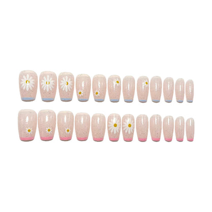 Artificial nails with delicate floral patterns and glitter effect Acalora