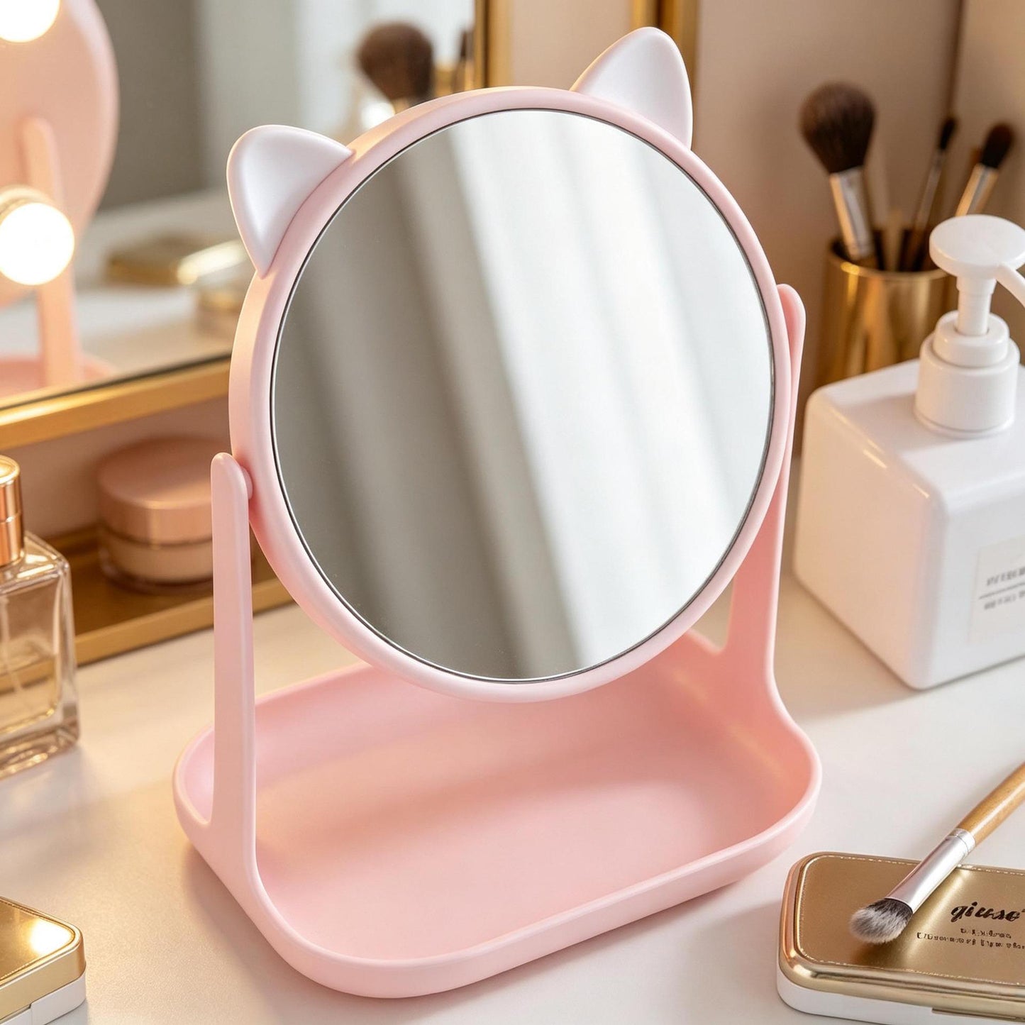 Cute Bunny-Themed Desktop Mirror