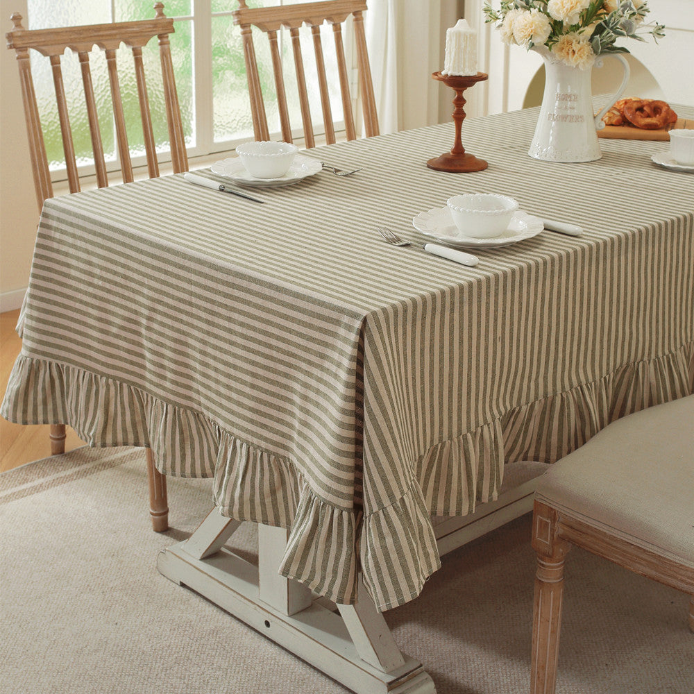 Flirty Striped Tablecloth with Ruffled Hem