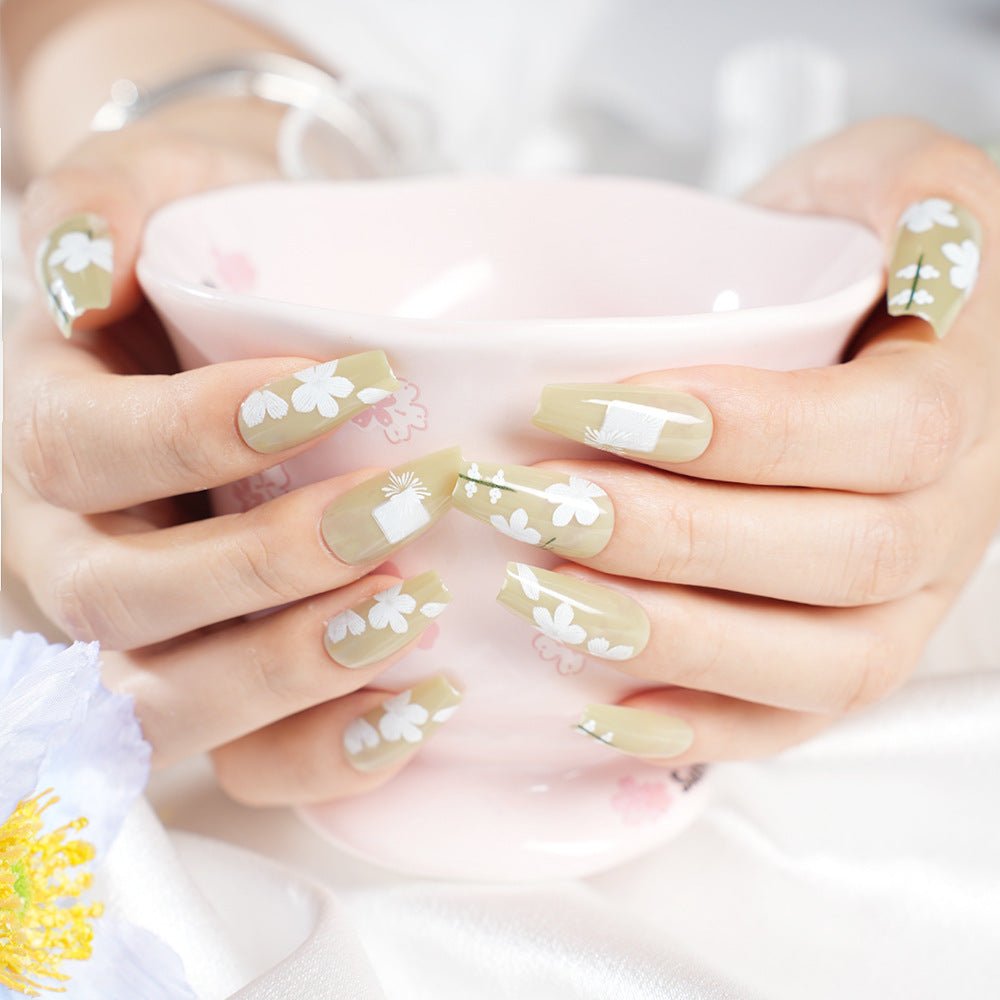 Artistic Floral Press-On Nail Art Acalora