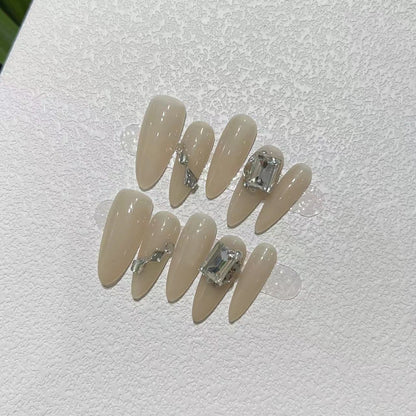 Elegant Stiletto Press-On Nail Set with Rhinestone Accents Acalora
