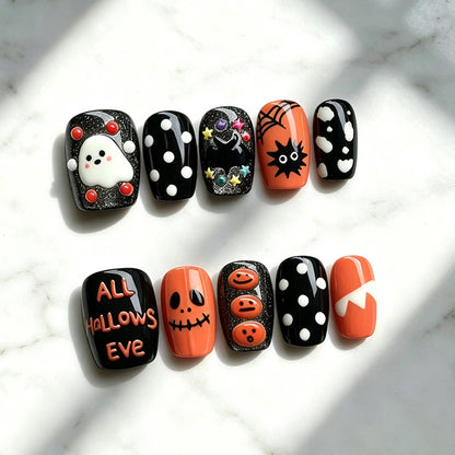 Festive Halloween-Themed Press-On Nail Set Acalora