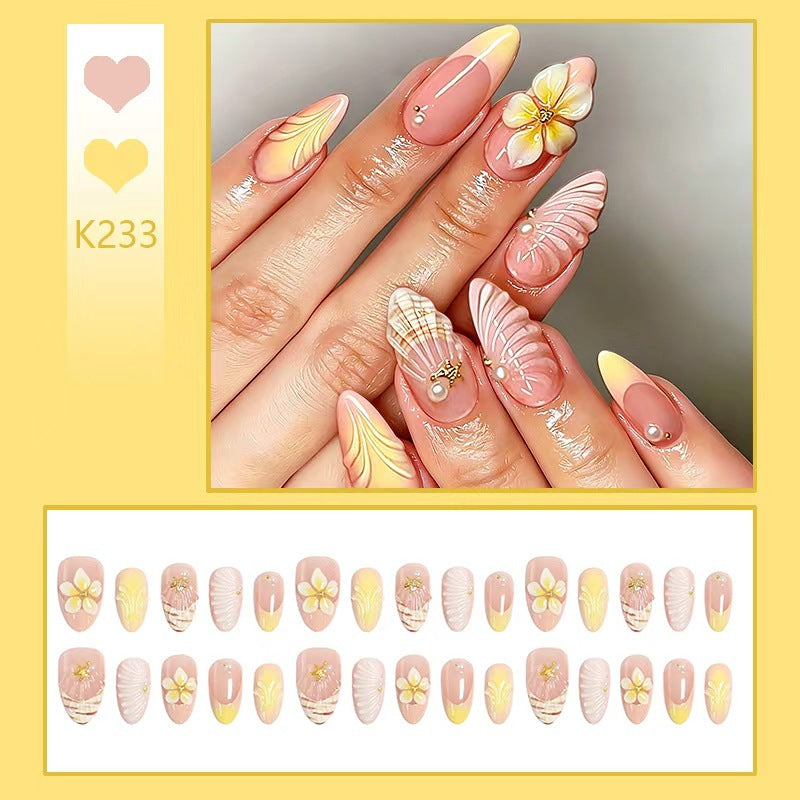 Artificial nails in luxurious flower and gold design Acalora