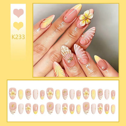 Artificial nails in luxurious flower and gold design Acalora