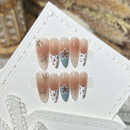 Elegant Stiletto Press-On Nail Set with Artistic Accents Acalora
