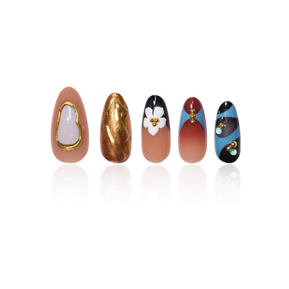 Artistic 3D Floral Press-On Nail Design Acalora
