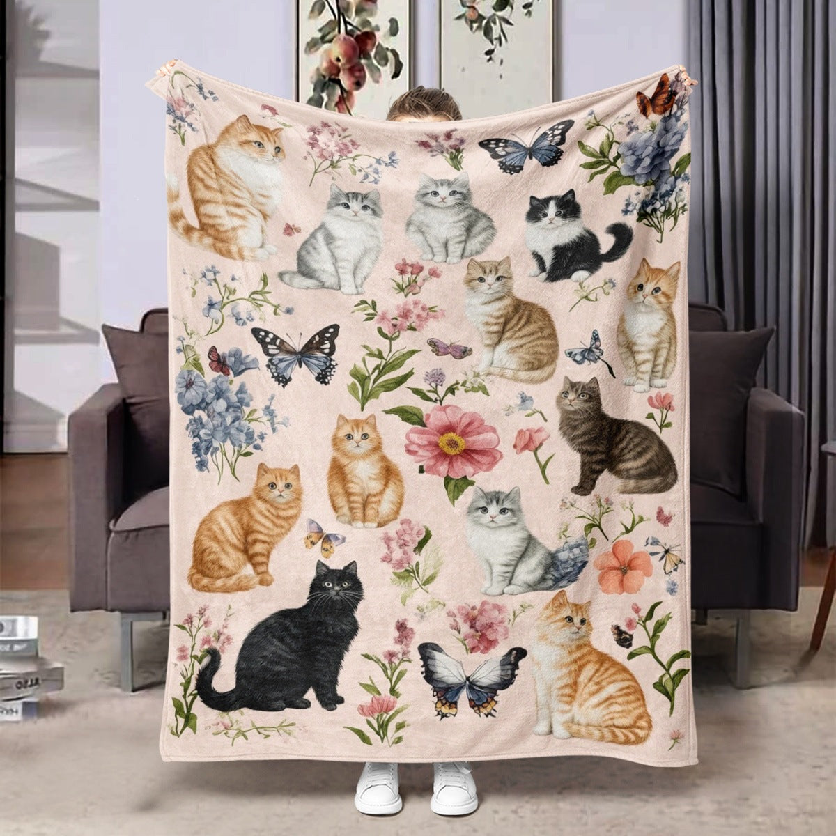 Soft Cartoon Dachshund-Themed Fleece Blanket