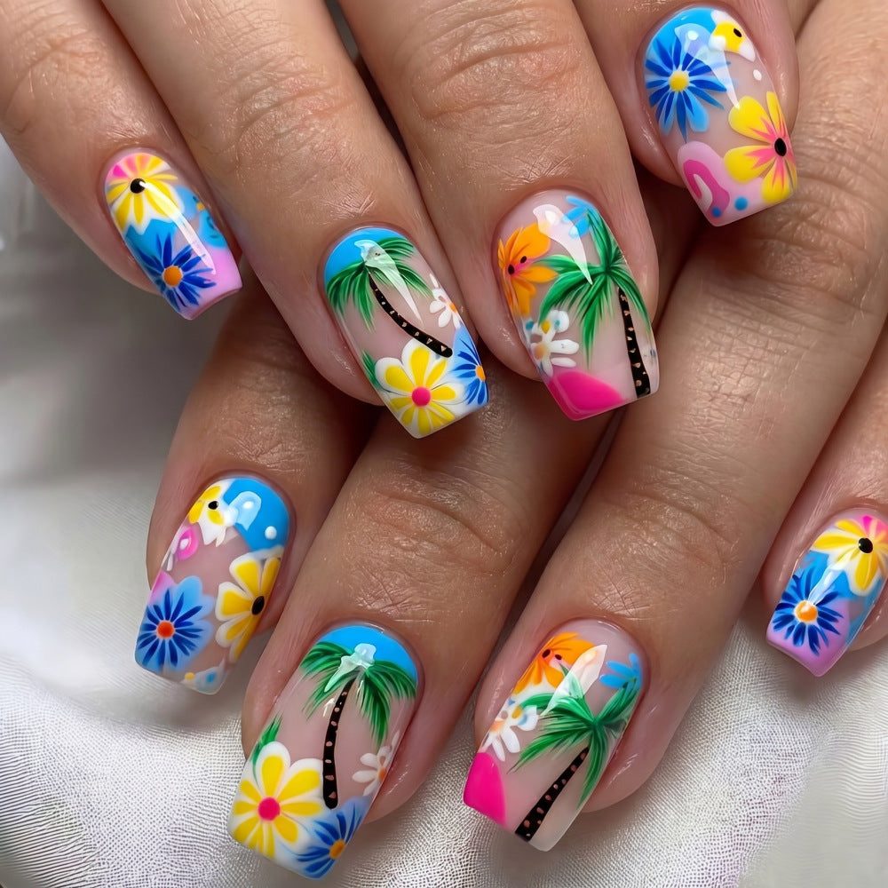 Artificial nails in tropical flower design Acalora