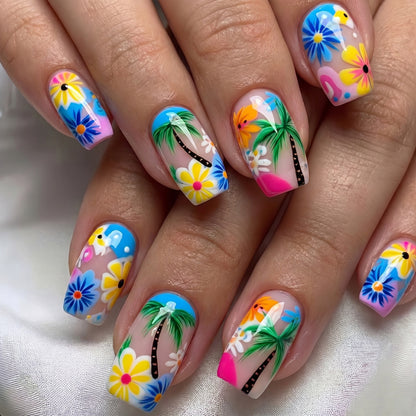Artificial nails in tropical flower design Acalora