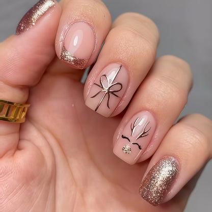Elegant Festive Press-On Nail Art Set Acalora