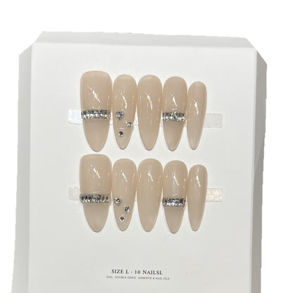 Elegant Stiletto Press-On Nail Set with Diamond Accents Acalora