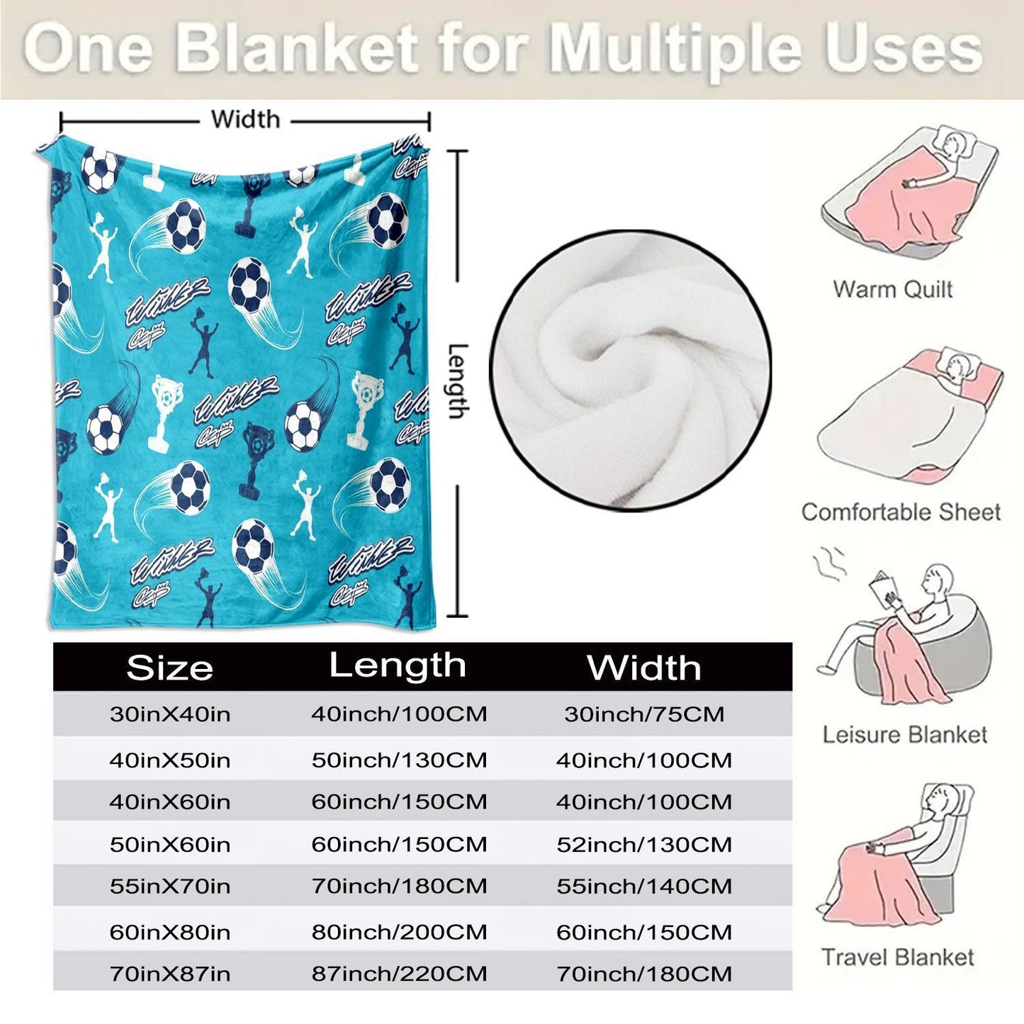 Sports-Themed Fleece Throw Blanket