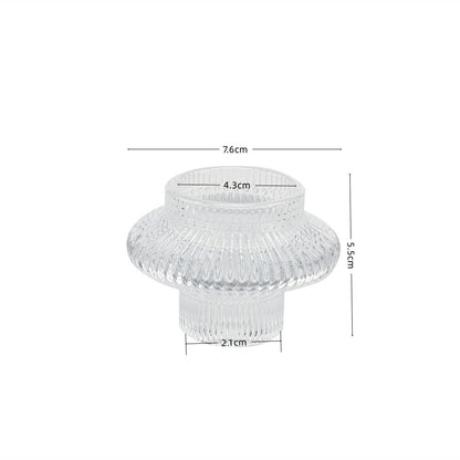 Ribbed Textured Glass Tealight Candle Holder with Flared Collar Acalora