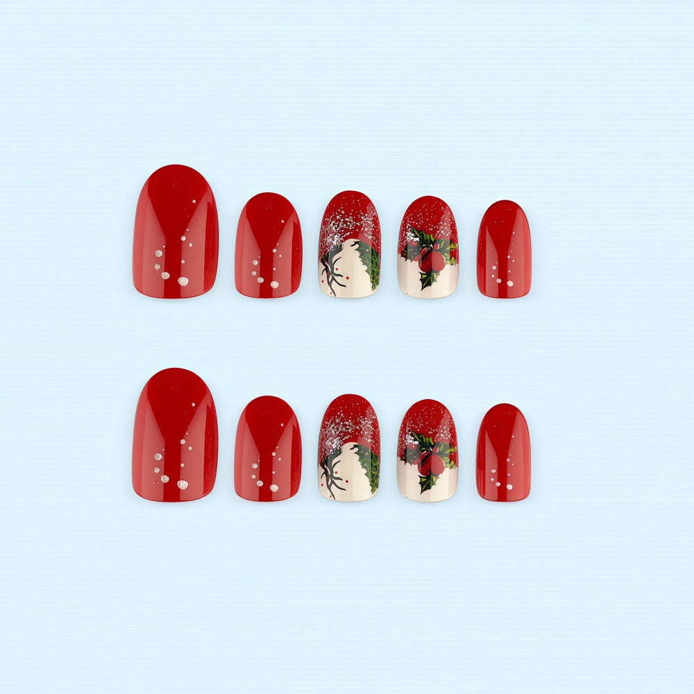 Christmas art nails with festive glitter pattern and Christmas motifs Acalora