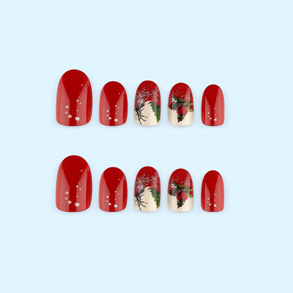 Christmas art nails with festive glitter pattern and Christmas motifs Acalora