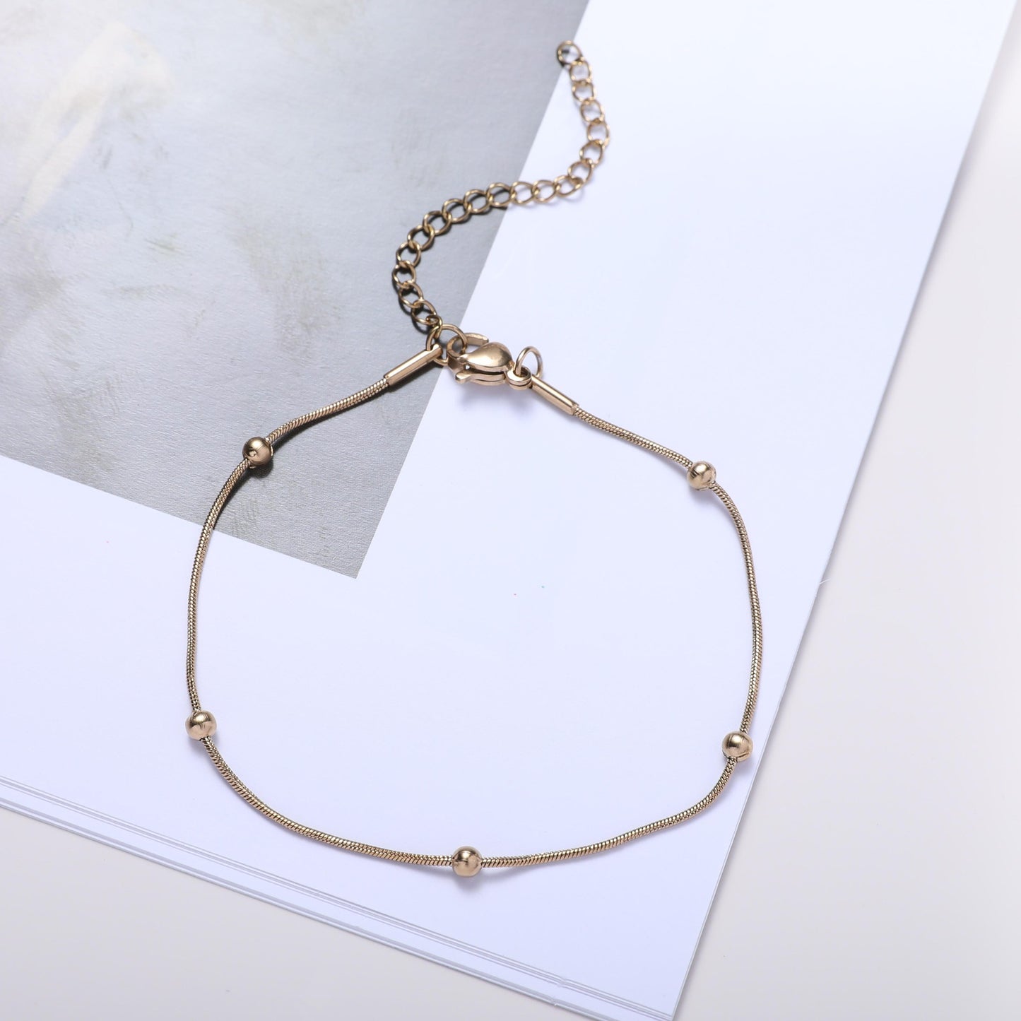 Adjustable Beaded Chain Bracelet Acalora