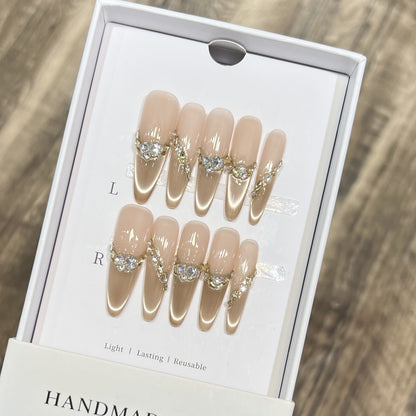Elegant Stiletto Press-On Nail Set with Rhinestone Design Acalora