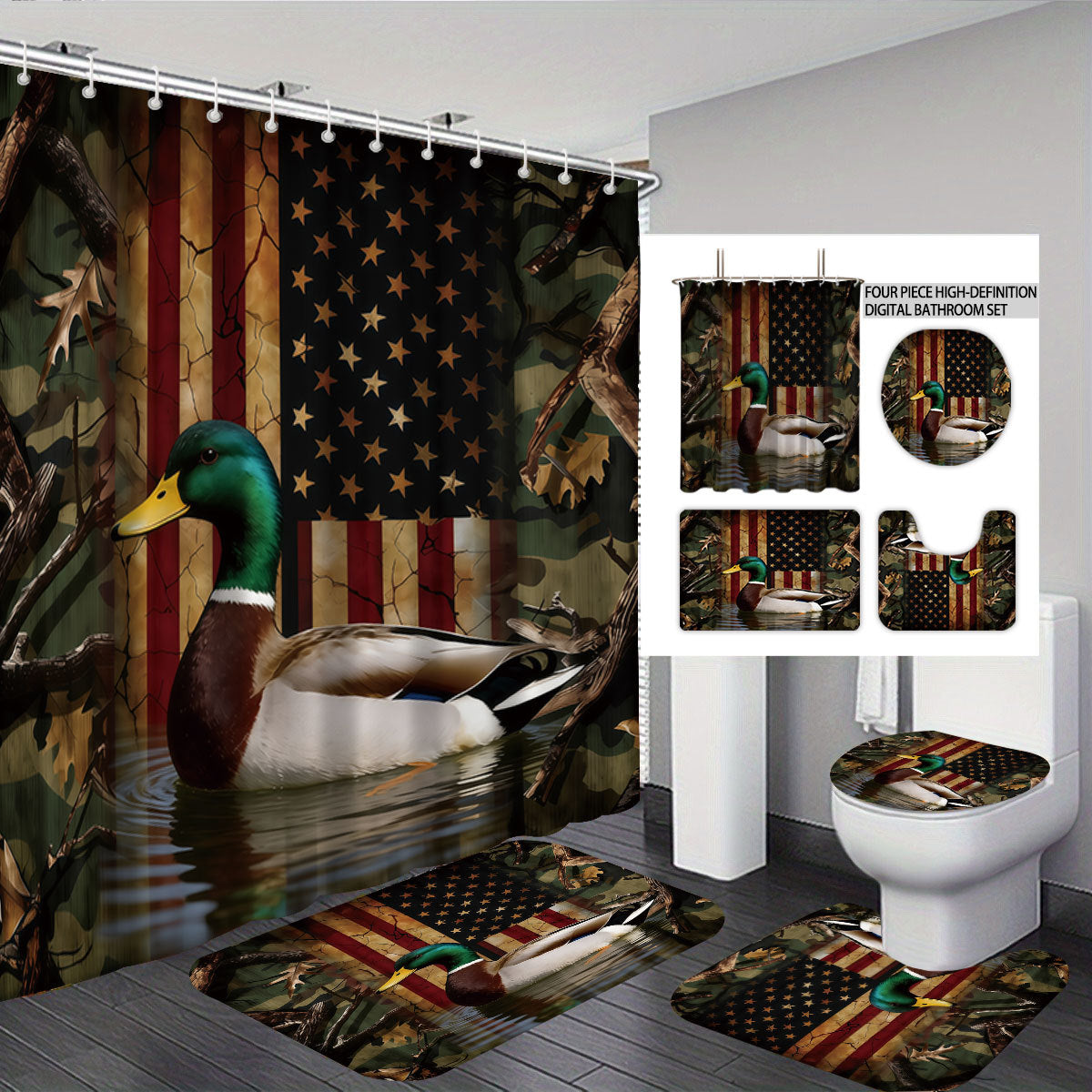Digital Duck-Themed Bathroom Set