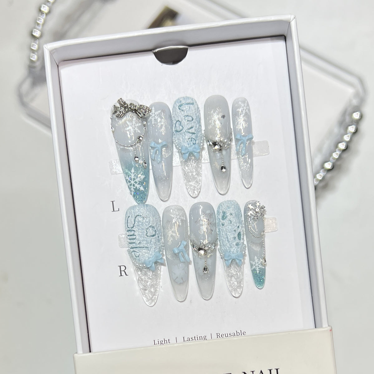 Decorative Rhinestone-Embellished Stiletto Nails Acalora