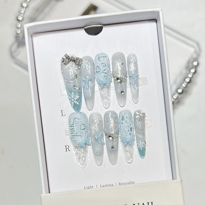 Decorative Rhinestone-Embellished Stiletto Nails Acalora